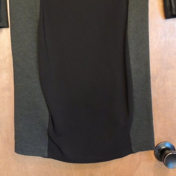 H&M Black & Gray Colorblock Bodycon Dress Size Medium 3/4 Sleeve - Picture 3 of 6